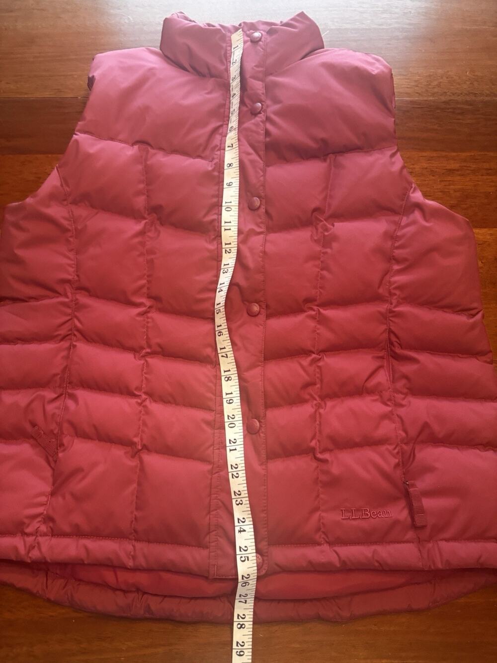 L L Bean Womens L DownTek Pertex Down Puffer Vest Red Snap Outdoor 295972